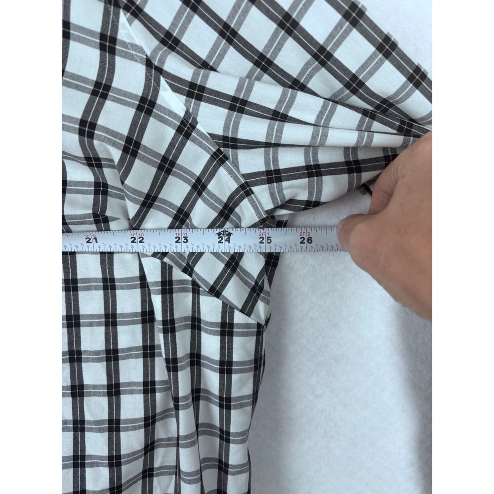 Talbots Woman Petites Non-Iron Plaid Popover Tunic 20WP Black White Casual - Picture 3 of 8